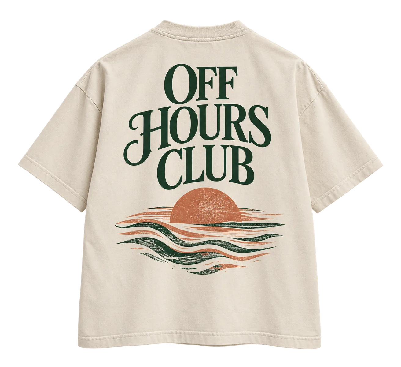 Free Time Tee — Ivory / sunset print